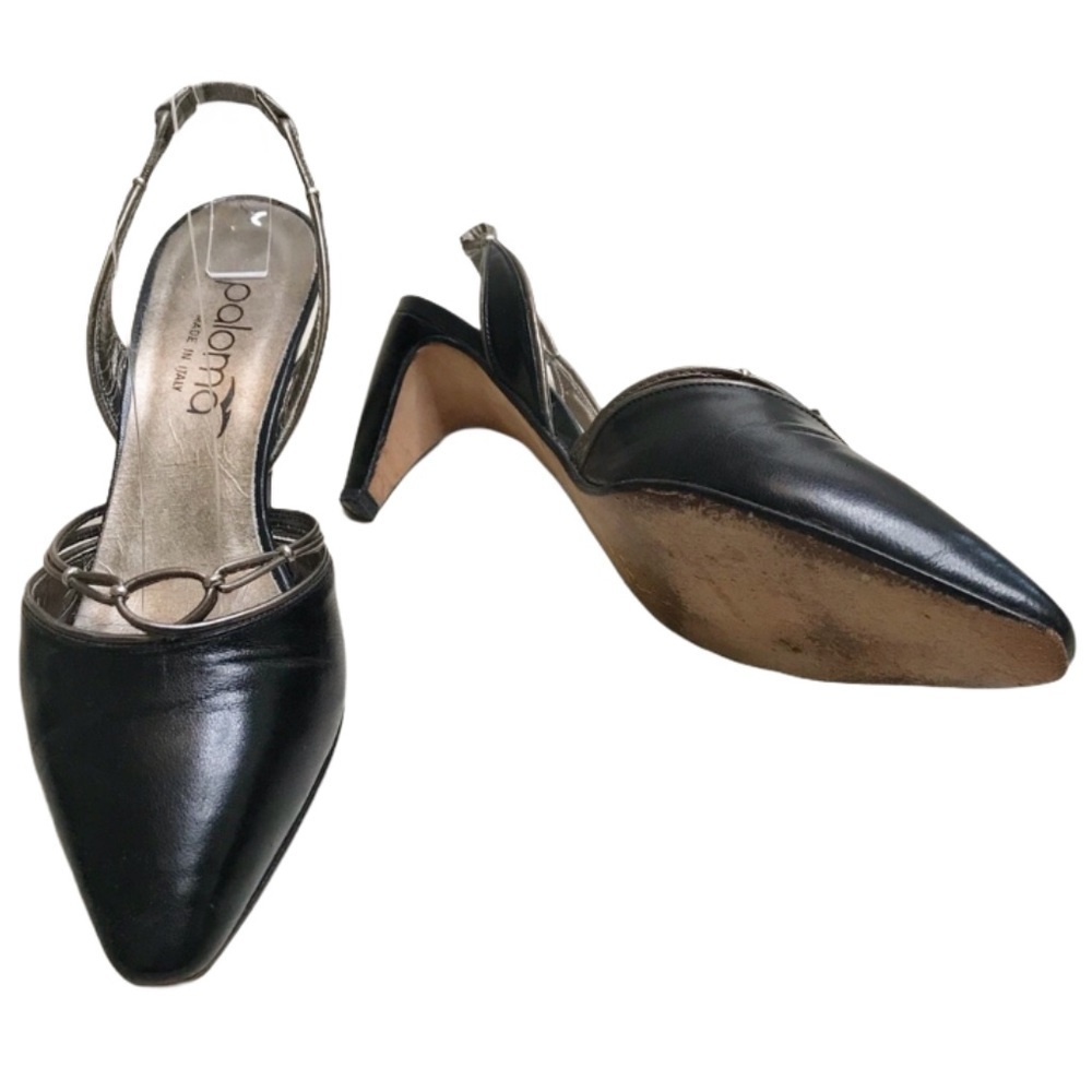 Paloma black slip on sling back shoes sz 6.5